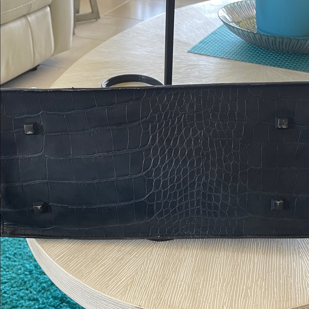 GUC - BEIS Black Crocodile-Embossed Work Tote - Picture 11 of 13